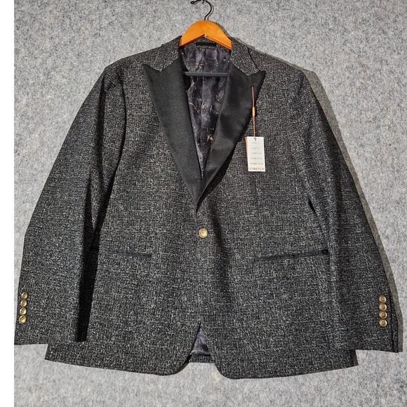 TALLIA Other - Tallia Tuxedo Jacket Mens Black Metallic Stretch Peak Lapel 46R Blazer